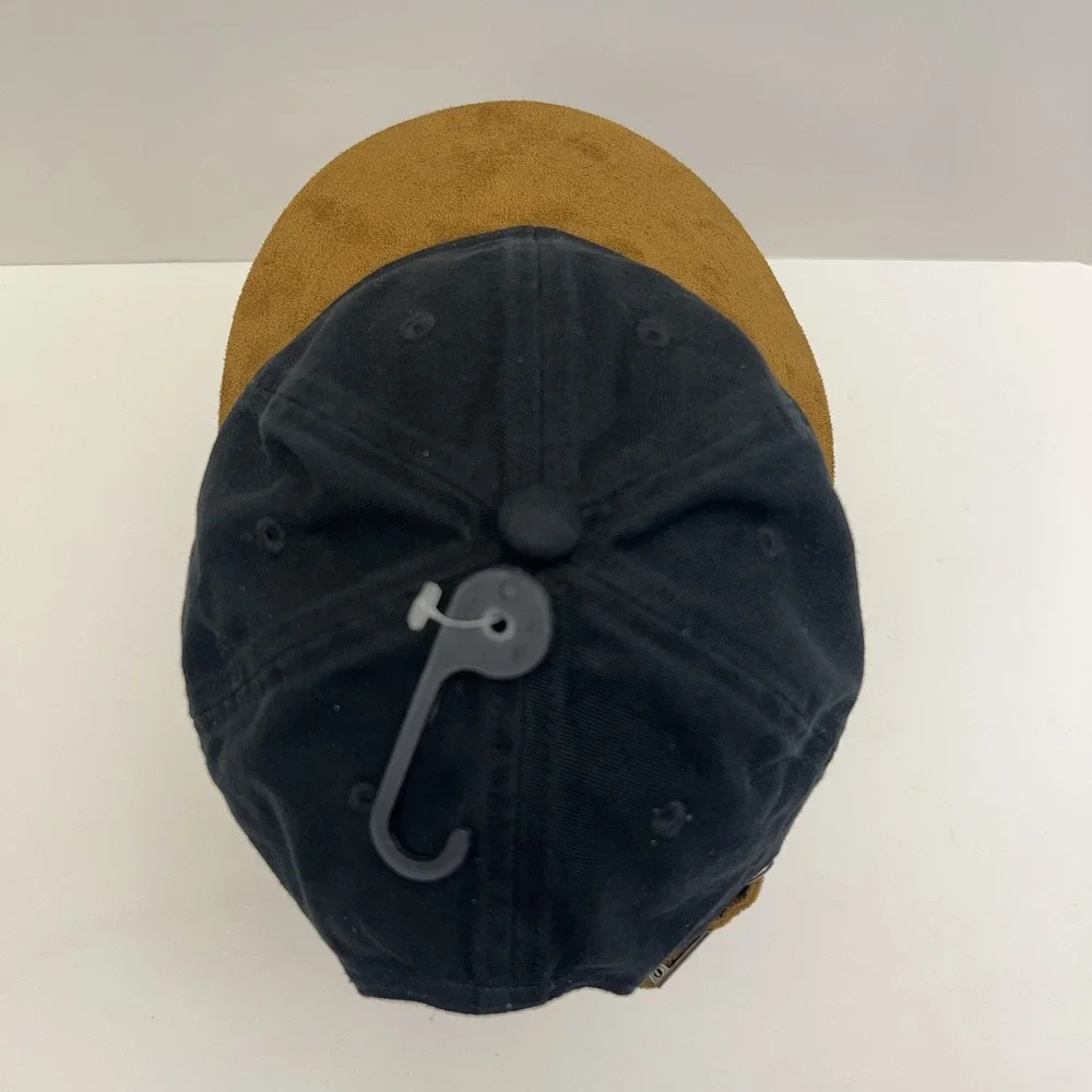 BANANA REPUBLIC Baseball Cap Mixed Media Adjustable Black Tan Strapback Hat NWT